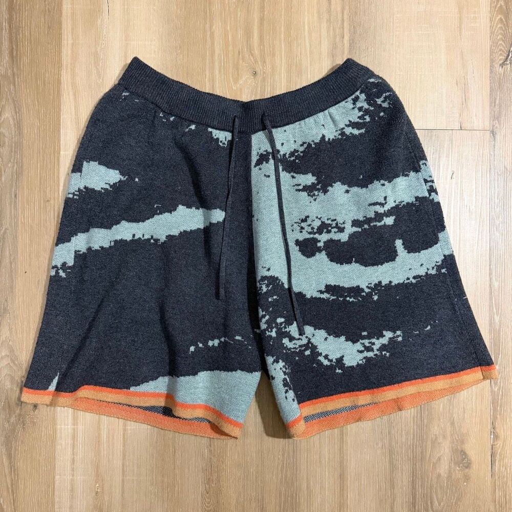 Jungle Jungle Knit Shorts Black Gray Abstract Camo Indie Streetwear Minimal Sz S